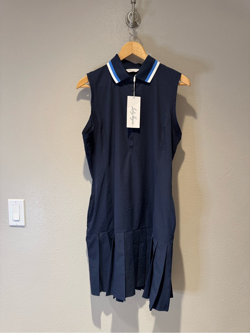 NWT Lady Hagen Navy Blue Sleeveless Pleated Golf Dress Set Large